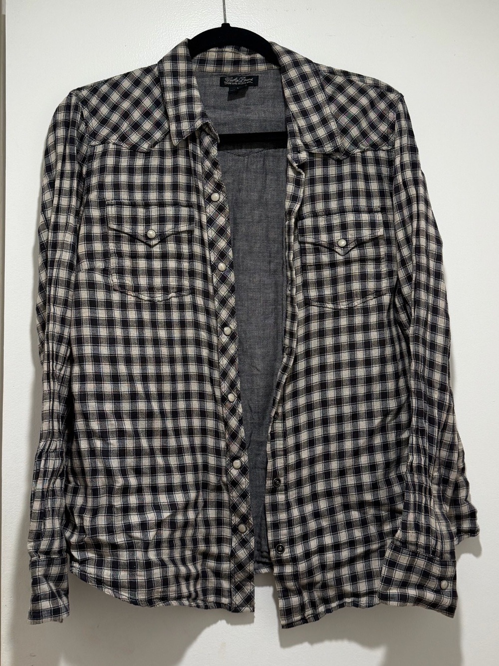 Lucky Brand Black and White Check Plaid Lightweight Shirt Jacket